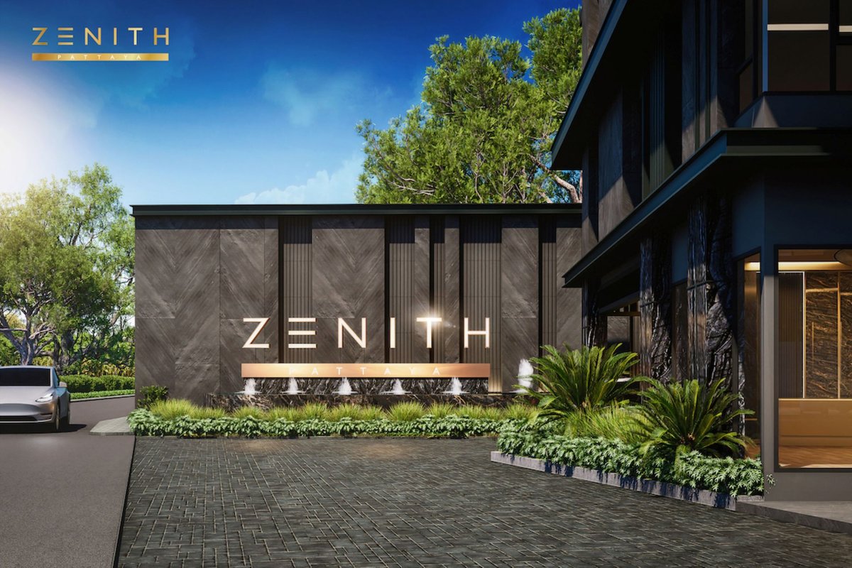 Zenith Pattaya — entrance with project branding